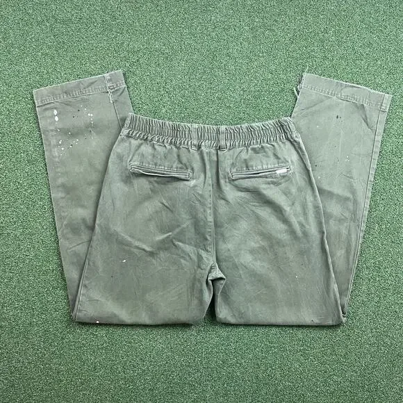 Aimé Leon Dore Olive Green Paint Splatter Elastic Waist Chino Pants Sz 30 - Picture 8 of 8